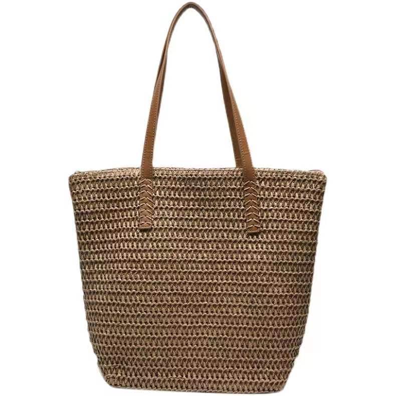 Elegant Straw Bag with High-Quality Leather Handle Skanto