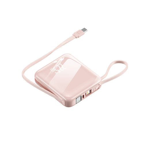 Bærbar powerbank med integrert digitaldisplay og multifunksjonell ladekabel Skanto