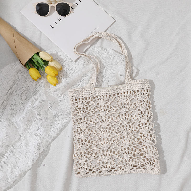 Hand-crocheted shopping bag with airy accents Skanto