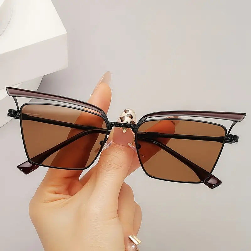 Women's square designer glasses with filigree metal frame Skanto