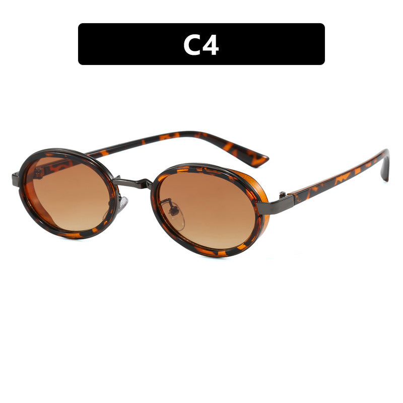 Women's round sunglasses with light lenses and golden details Skanto