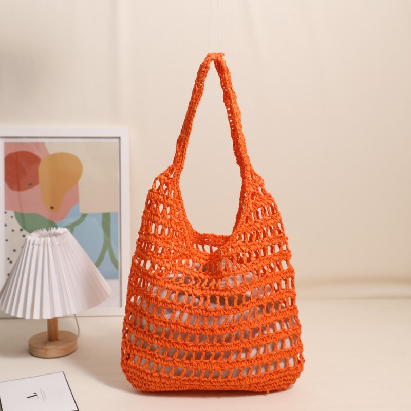 Trendy net tote bag with ruched design Skanto