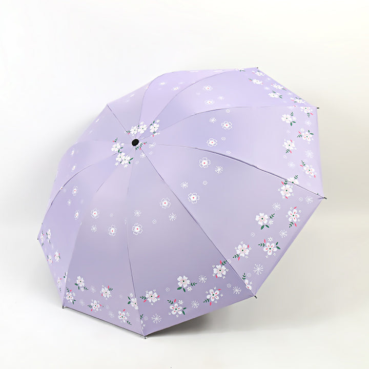 Kvinnes stilige sammenleggbare paraply med blomsterdesign Skanto