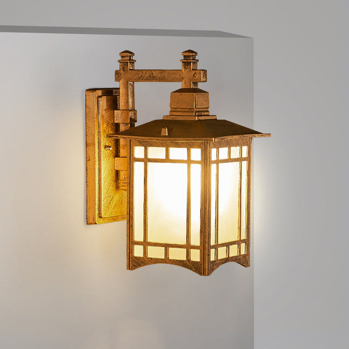 Moderne vanntette solcelle aluminiums kinesisk paviljong form 1-ledd vegglampe | Skanto