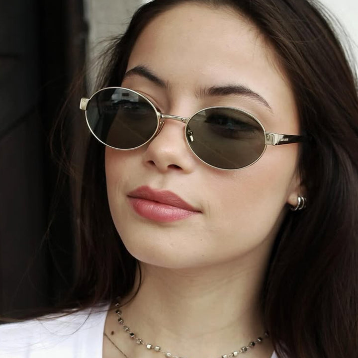 Women's round glasses with elegant metal frame and adjustable nose pads Skanto