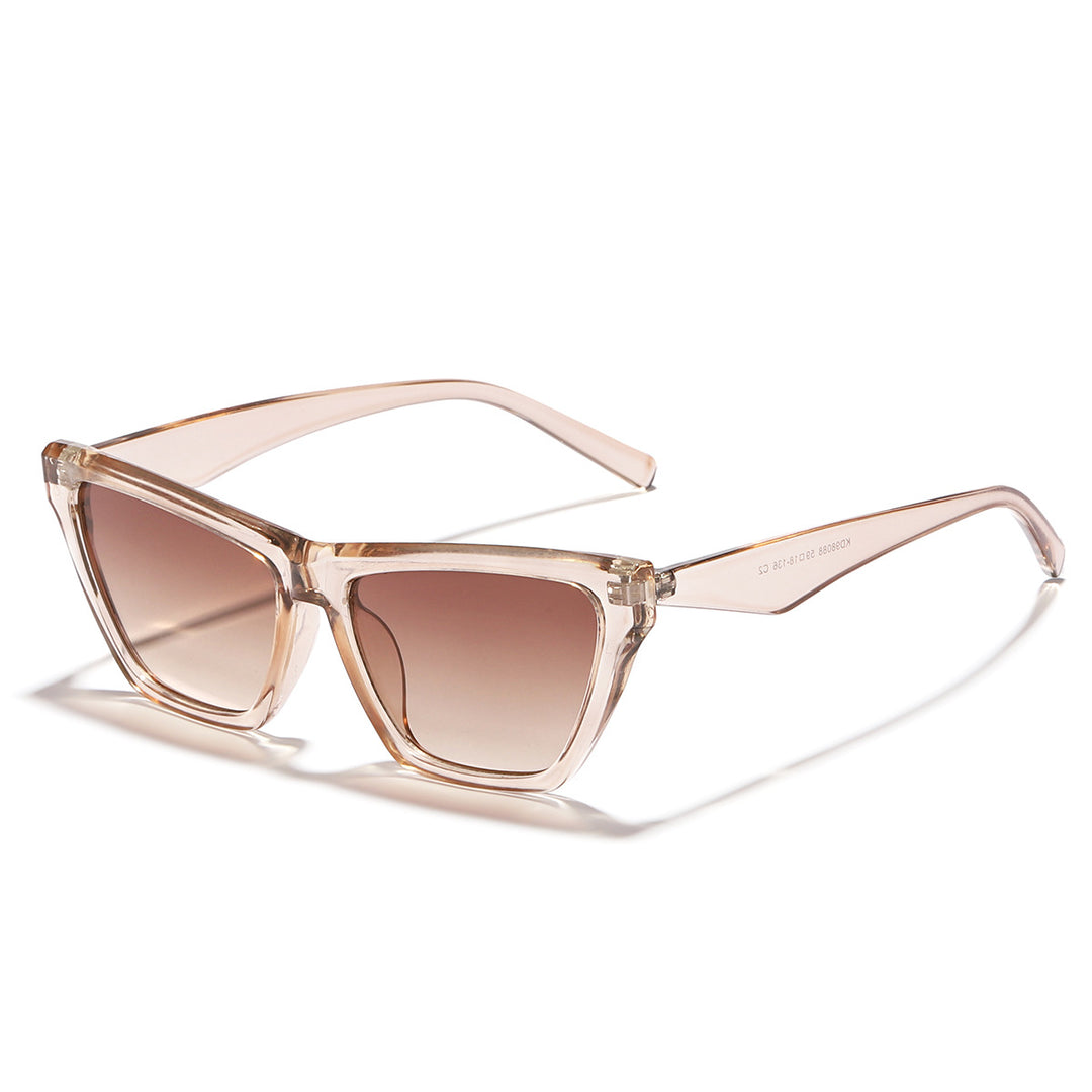 Dame designer solbrille med stilfull transparent ramme og UV-beskyttelse Skanto