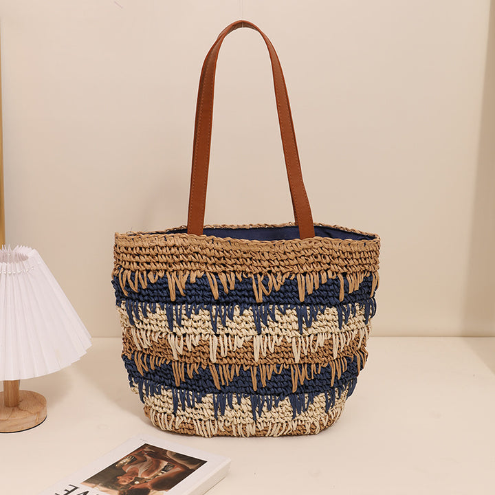 Braided tote bag with unique pattern mix Skanto