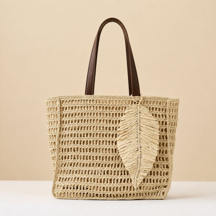 Håndlaget strandbag av naturmaterialer Skanto