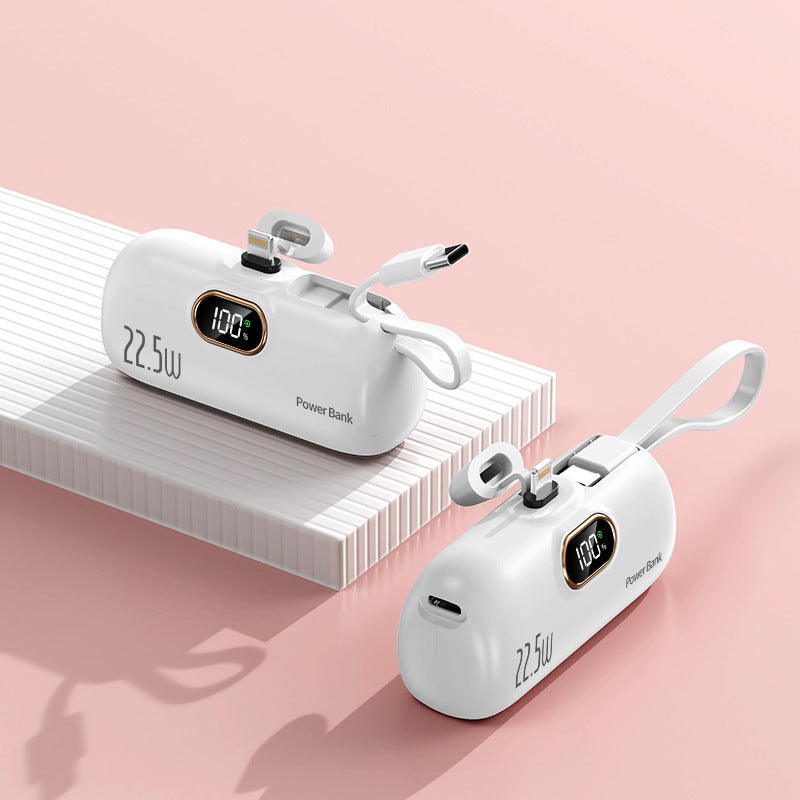 Bærbar powerbank med hurtig ladekabel og LED-skjerm Skanto