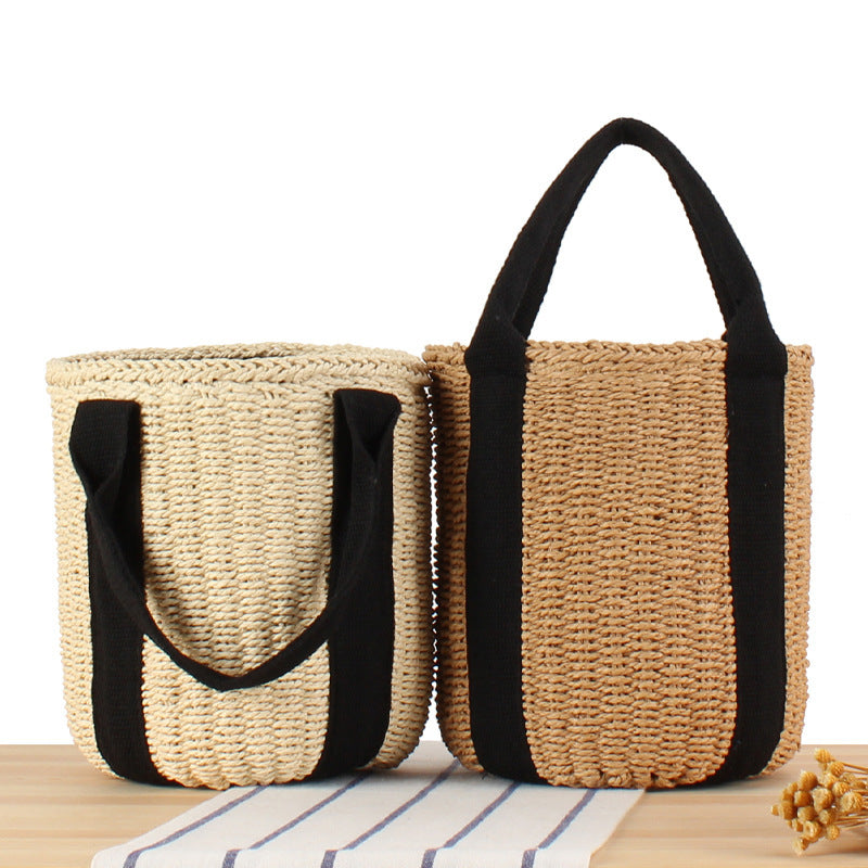 Structured tote bag made of woven natural material Skanto