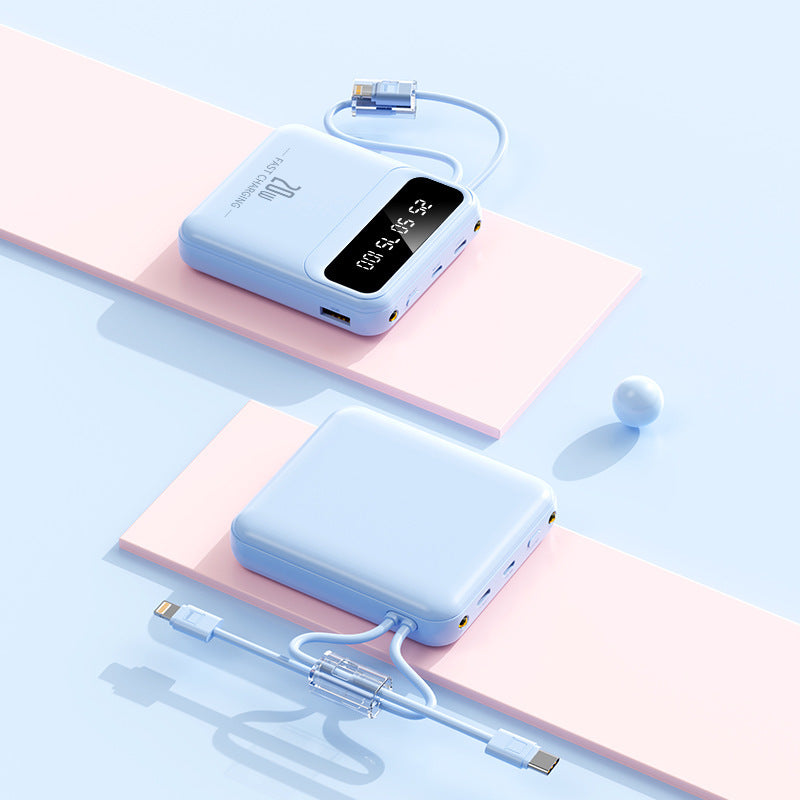 Bærbar powerbank med integrert ladekabel og digitalt display Skanto
