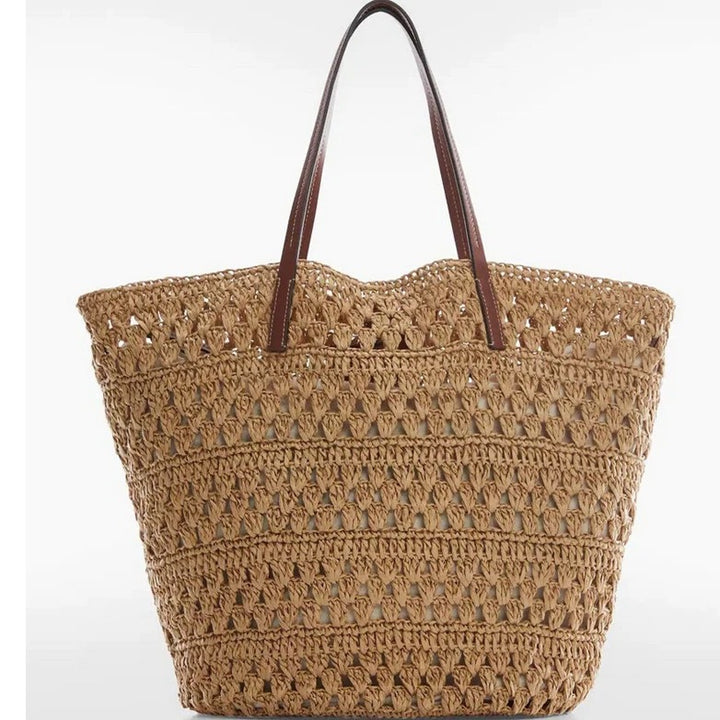 Stor kurv shopper laget av håndvevd naturmateriale Skanto