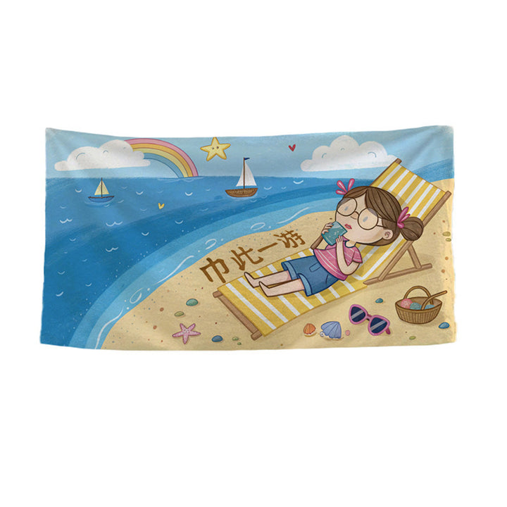 Women's beach towel with vibrant palm motif Skanto