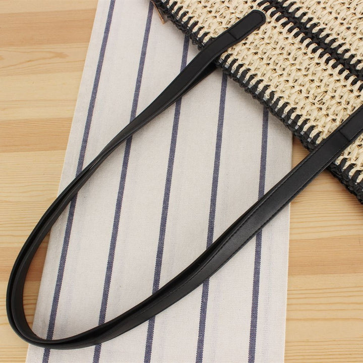 Modern beach bag made of woven natural material with elegant handles Skanto