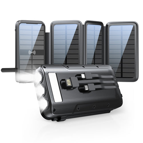 Solcelledrevet powerbank med LED-lamper Skanto