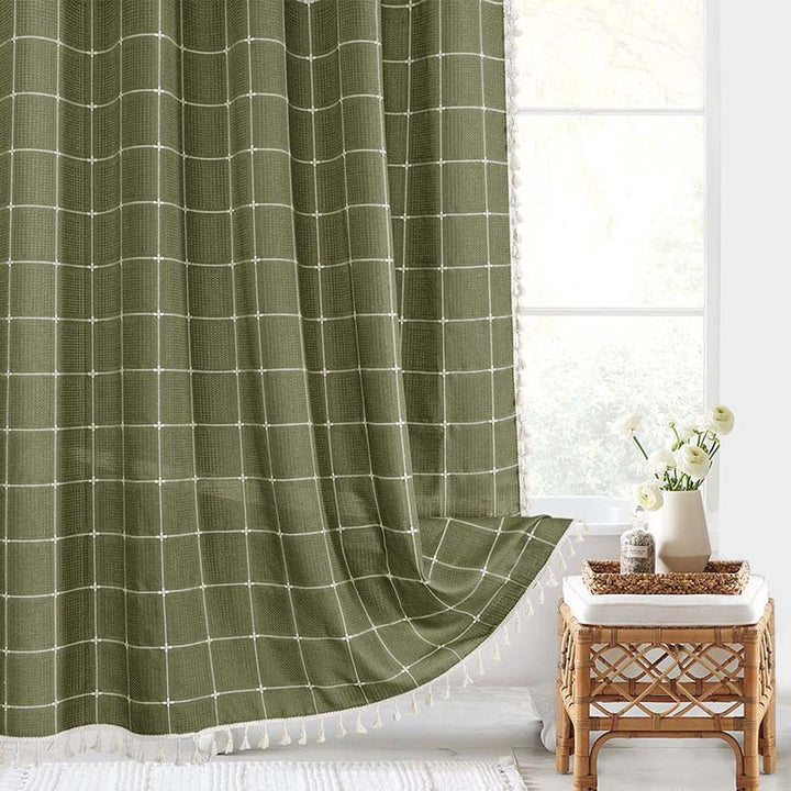 Teksturert Rutenett Design Vindusgardin Skanto