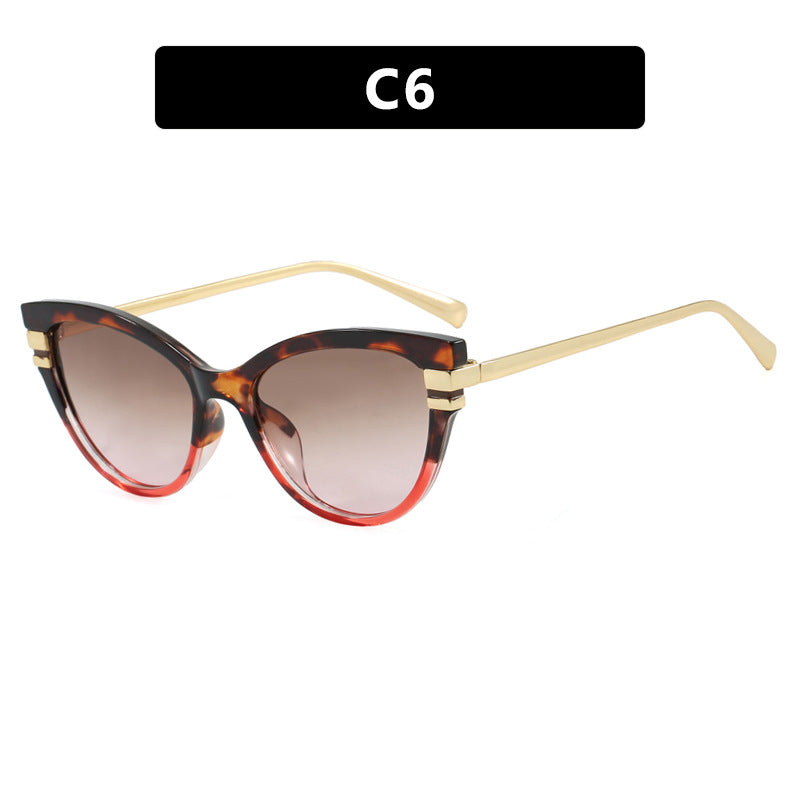 Women's Cat-Eye Sunglasses with Elegant Plastic Frame and Gold Accents Skanto