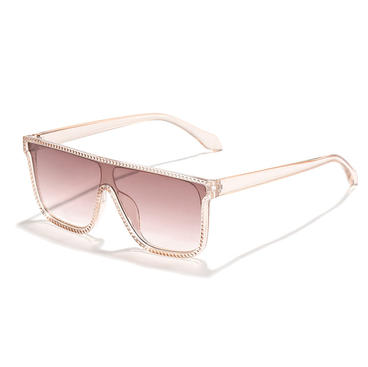 Dame futuristisk motesolbrille med bred ramme og kontrasterende glass Skanto