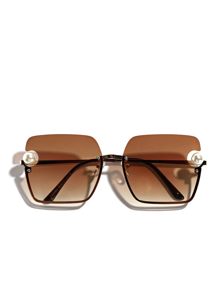 Dame firkantet solbrille med elegant gjennomsiktig ramme Skanto