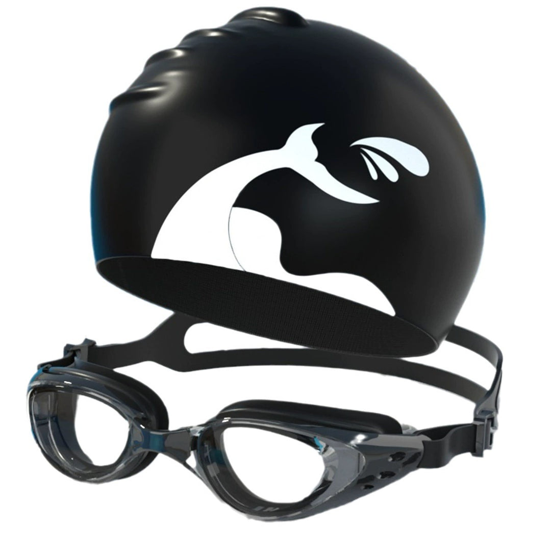 Svømme sett med ergonomisk svømmebrille og silikonhette Skanto