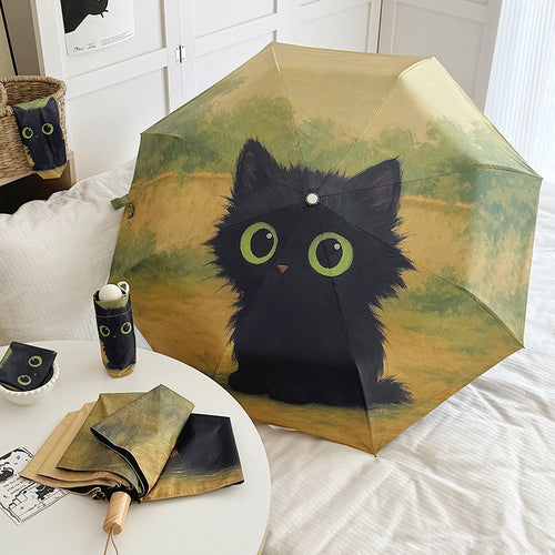 Dame foldere paraply med kreativt kattemotiv Skanto