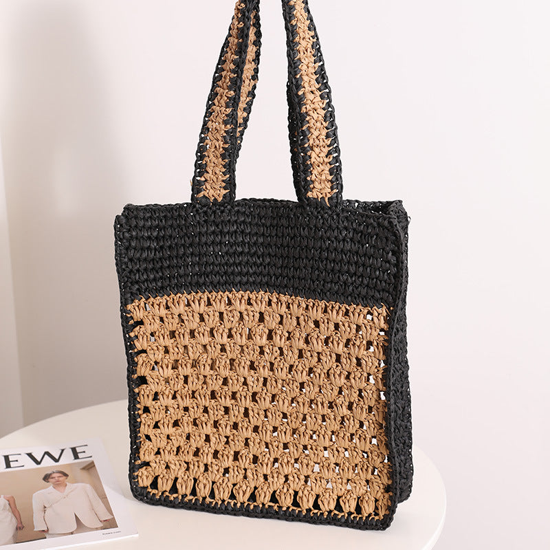 Hand-knotted tote bag in modern net design Skanto