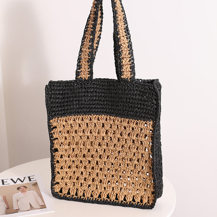 Hand-knotted tote bag in modern net design Skanto