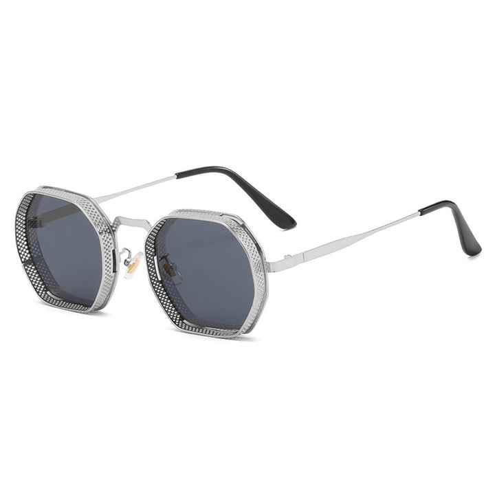 Dame solbrille med unik oktagonal metallramme Skanto