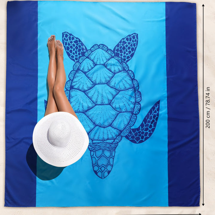 multifunksjonelt strandhåndkle med kreativt skilpadde-motiv Skanto