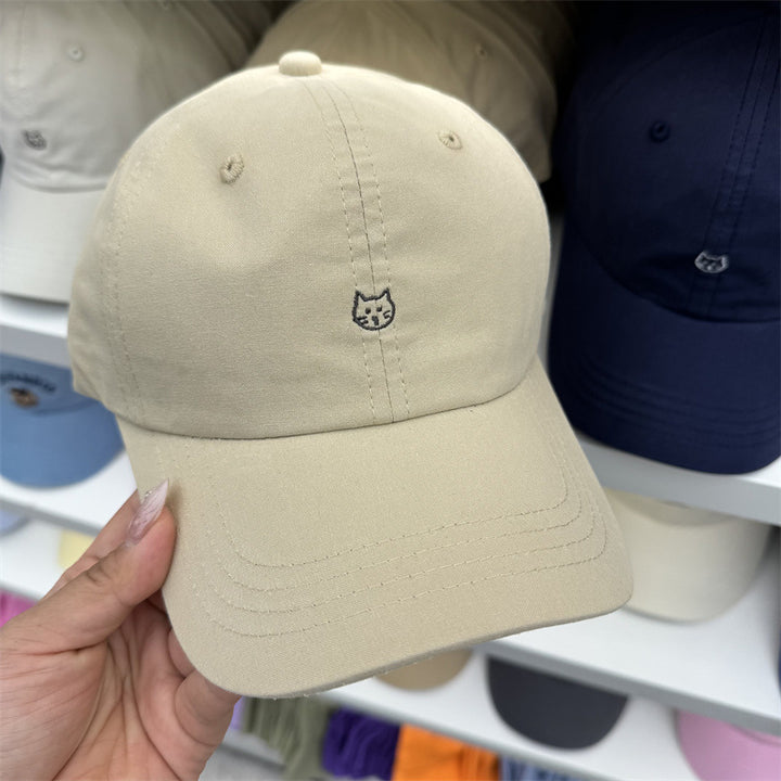 Kvinners katt-brodert bomull baseball cap Skanto