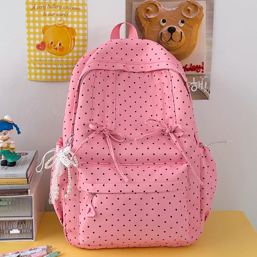 K casual polka dot mønstrede skoleveske