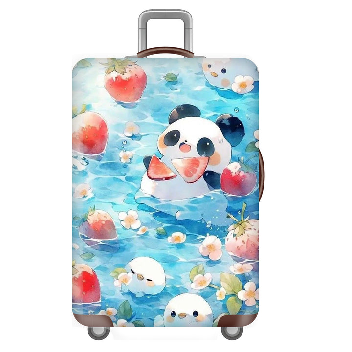 Unisex nan elastisk koffertrekk for hardplast trolley med søtt panda-motiv, elastisk beskyttelsestrekk med håndtak- og hjulåpninger Skanto