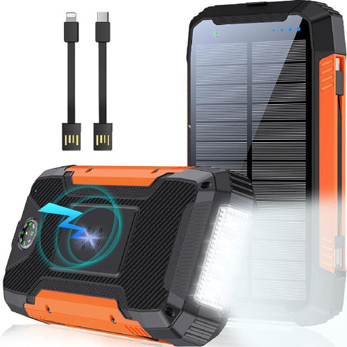 Robust solcelle powerbank med integrert kompass og LED-belysning Skanto