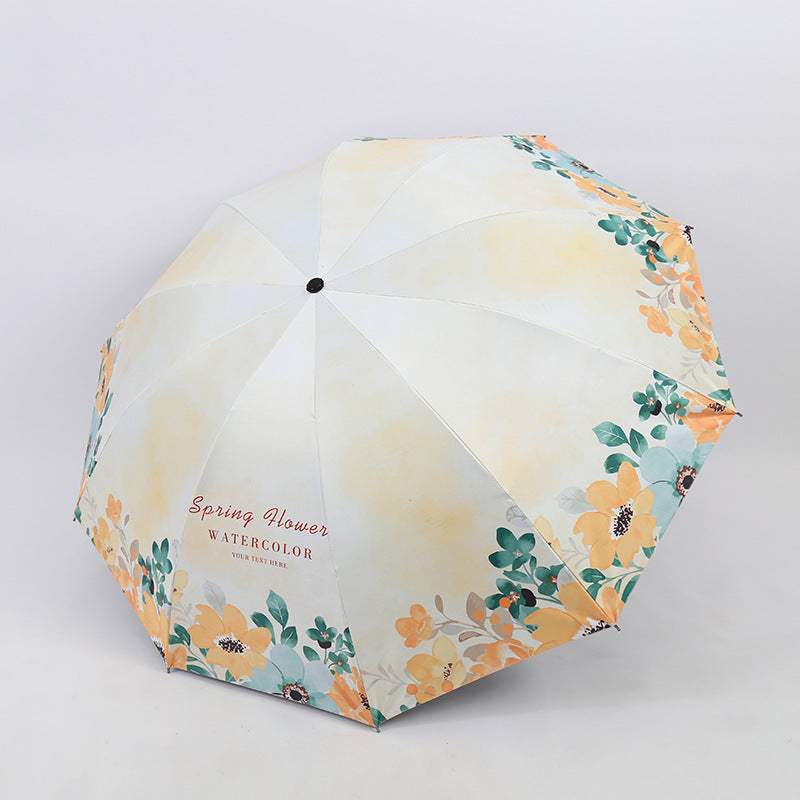 Kvinnes sammenleggbare paraply med blomsterdesign Skanto