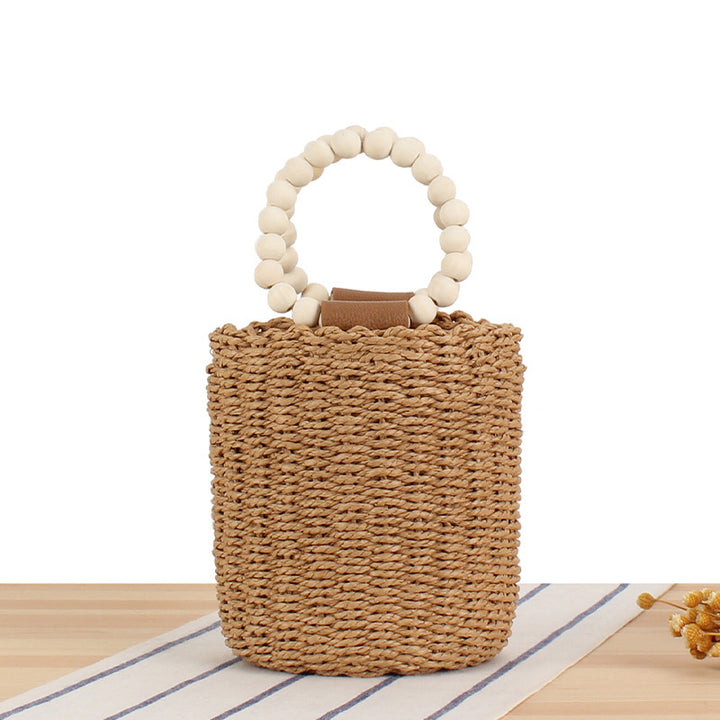 Trendy handbag with wooden bead handle Skanto