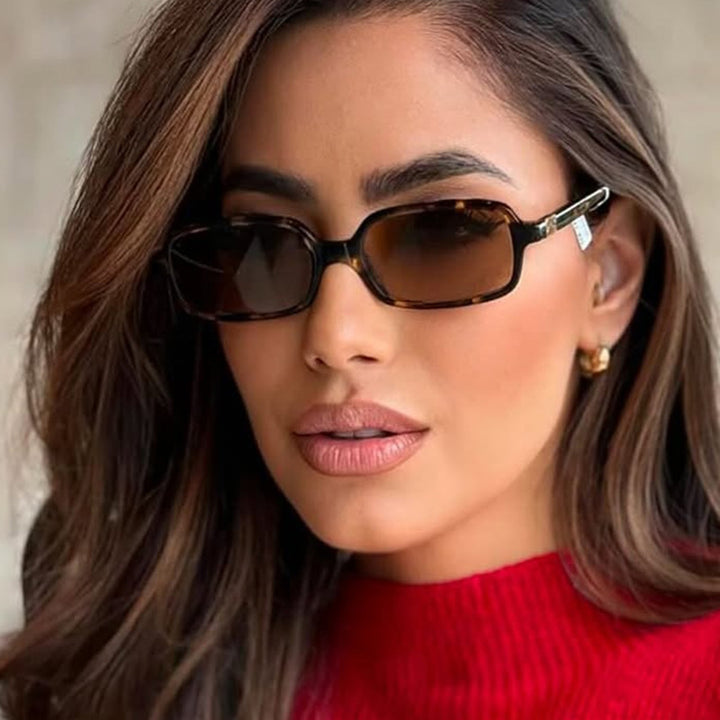 Women's fashionable square glasses with elegant plastic frame and golden accents Skanto
