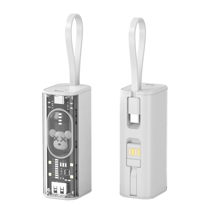 Bærbar powerbank med integrert ladeconcept og praktisk bæreslynge Skanto