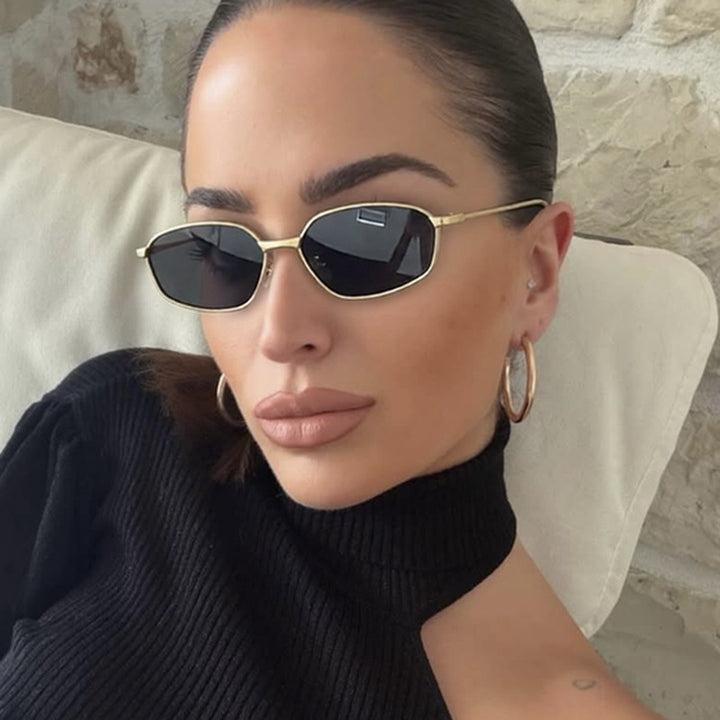 Women's Geometric Sunglasses with Protective UV Filter and Minimalist Metal Frame Skanto