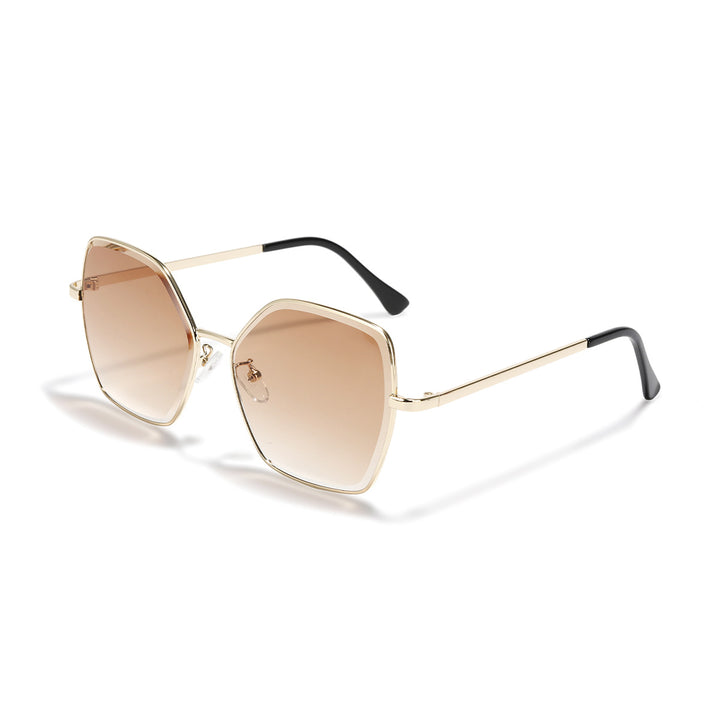 Dame geometrisk solbrille med fashionable gullramme Skanto