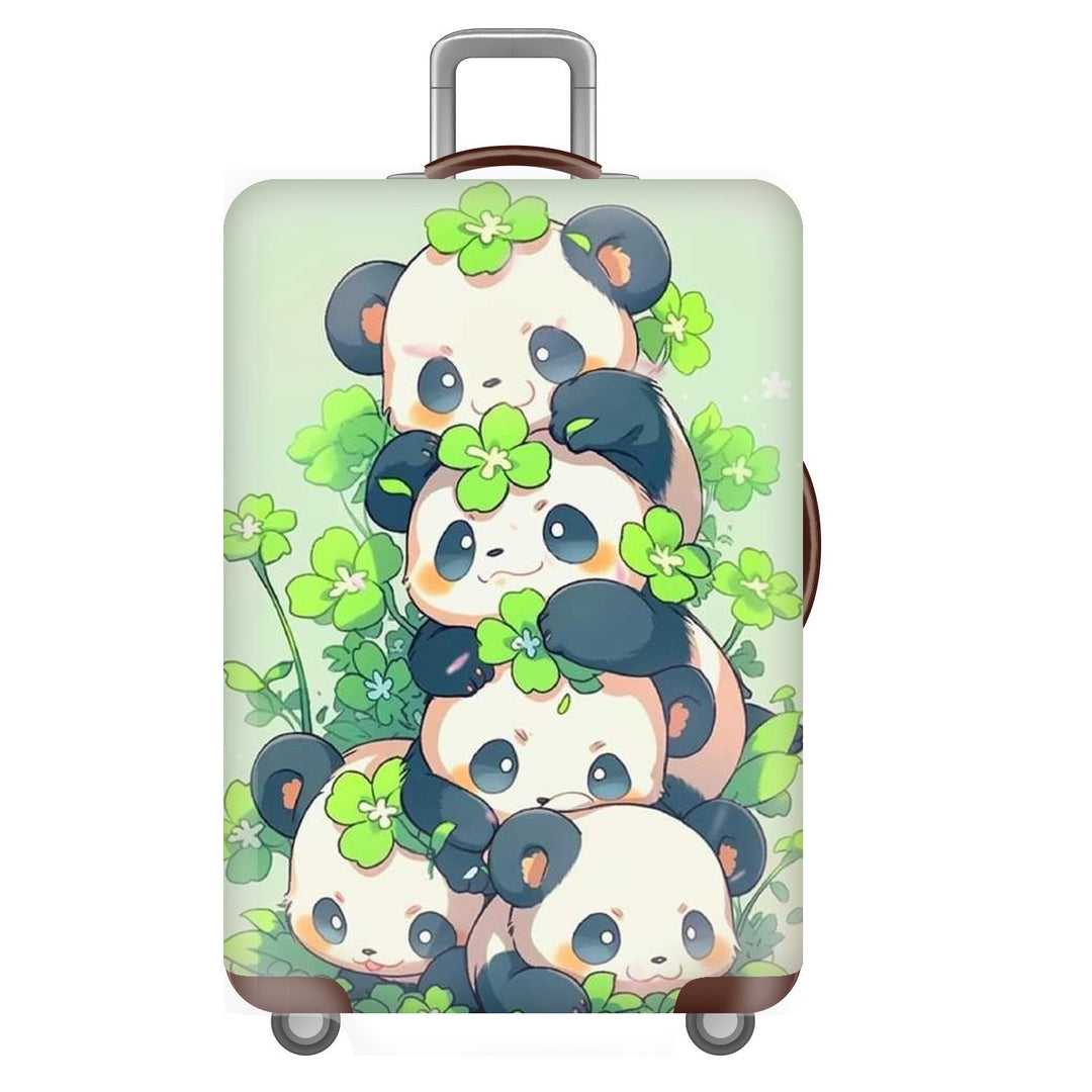 Unisex nan elastisk koffertrekk for hardplast trolley med søtt panda-motiv, elastisk beskyttelsestrekk med håndtak- og hjulåpninger Skanto