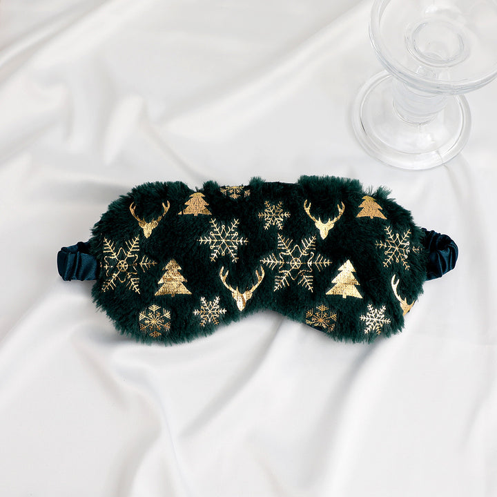 Unisex nan myk øyemaske av kunstfell med julemotivprägninger Skanto