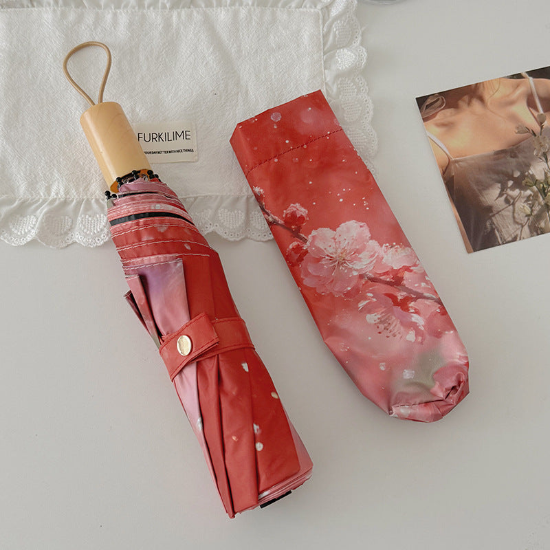 Damer Sammenleggbar Paraply med innovativt Blomstermotiv Skanto