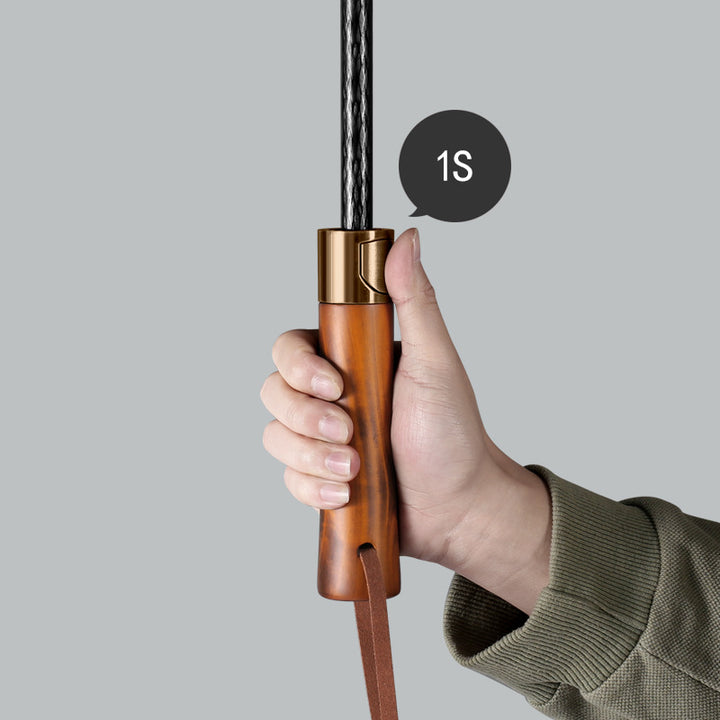 Dame elegant automatisk paraply med ergonomisk trehåndtak Skanto