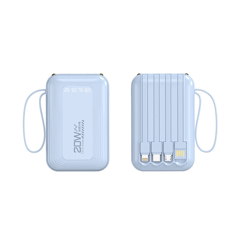 Bærbar Powerbank med integrert kabelsystem og LED-skjerm Skanto