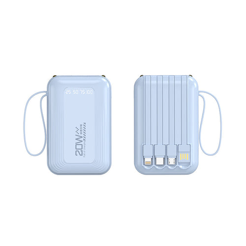 Bærbar Powerbank med integrert kabelsystem og LED-skjerm Skanto