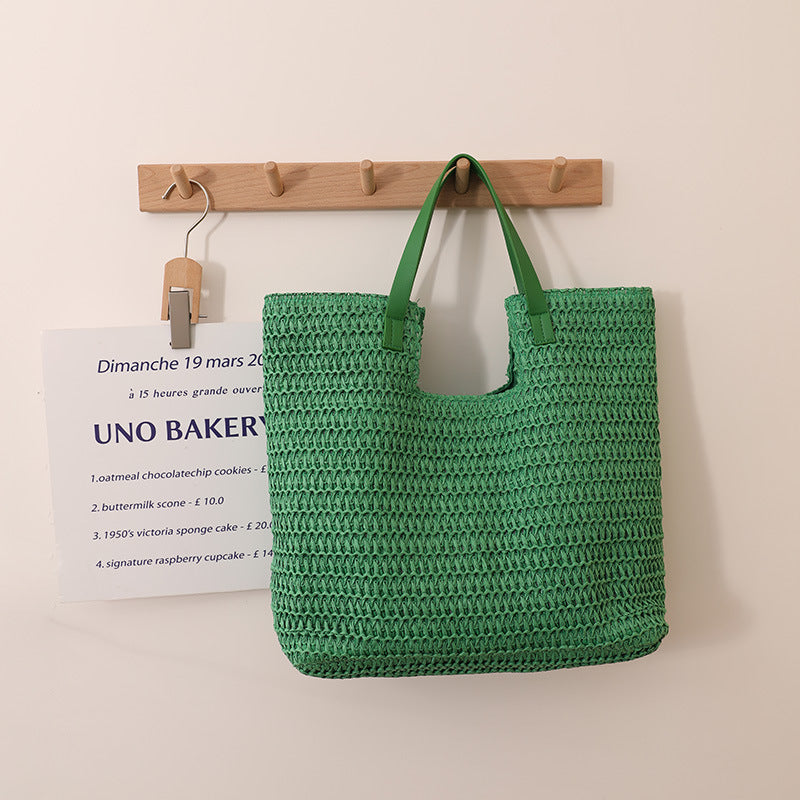 Elegant Braided Tote Bag with Sturdy Leather Handles Skanto