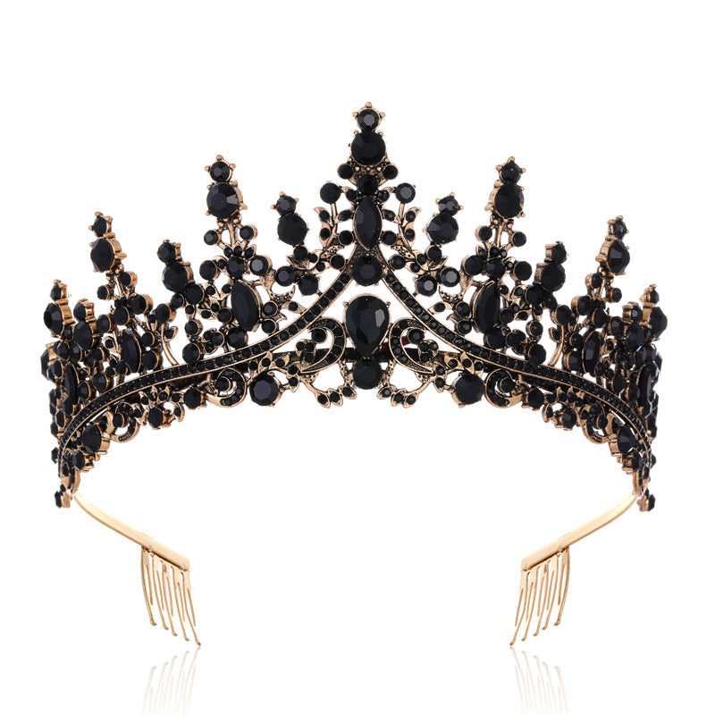 Damer Opulent Tiara med svart krystallbesetning Skanto