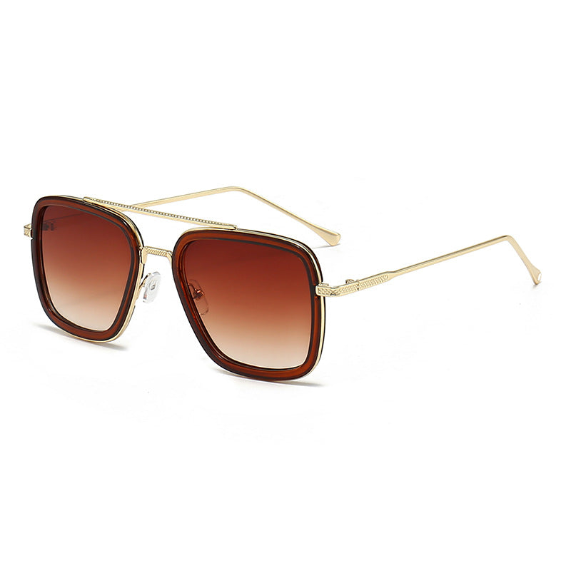 Dame moteristisk kvadratisk solbrille med glamorøs metallramme Skanto