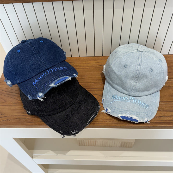 Kvinne's Slitt Denim Baseball Cap Skanto 1783922478