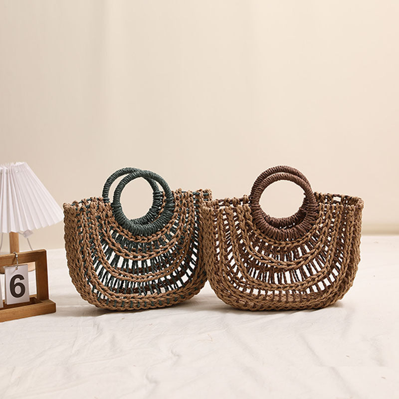 Handmade basket bag with stylish ring handle Skanto